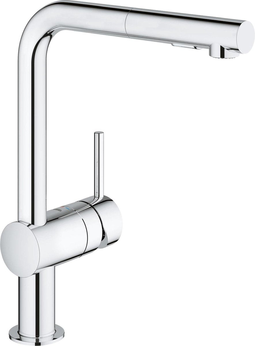 Grohe minta keukenkraan - hoge draaibare l-uitloop - met uittrekbare handdouche - chroom