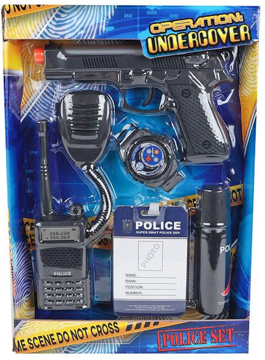 Van manen politie speelset speelgoed met pistool 17cm - 5-delig - rollenspel.
