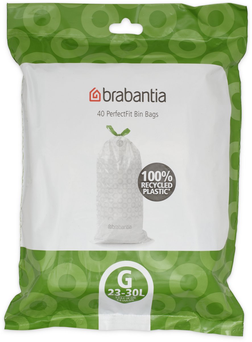 Brabantia perfectfit 23-30 liter slimline vuilniszakken g dispenser pack 40 zakken