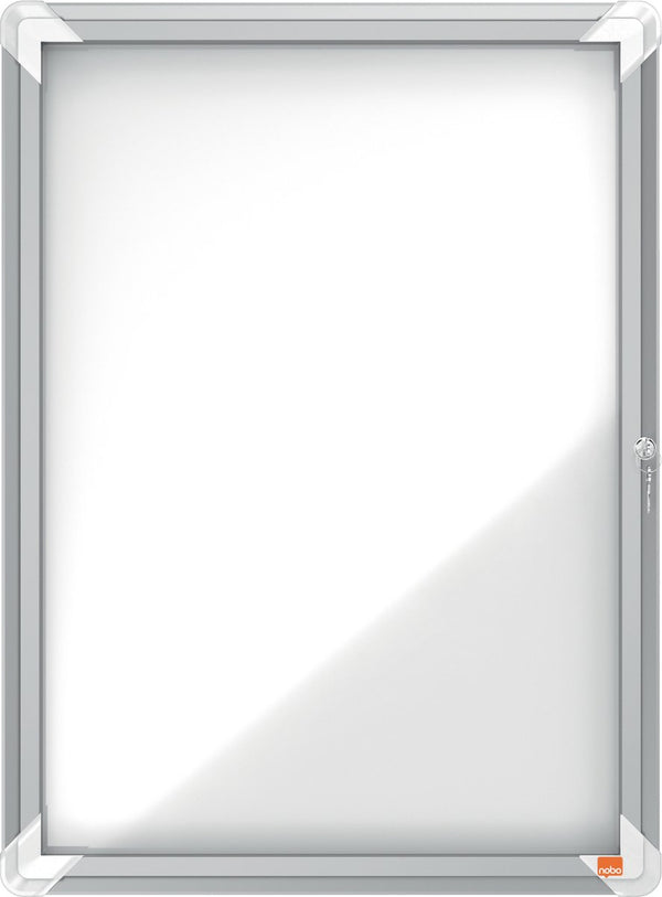 Nobo premium plus afsluitbare glazen binnenvitrine magnetisch voor 4xa4 formaat met zijslot - grijs wit