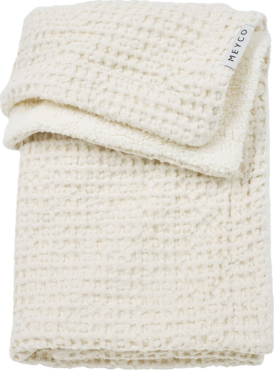 Meyco baby wafel teddy wiegdeken - nature - 75x100cm - 2.0 tog