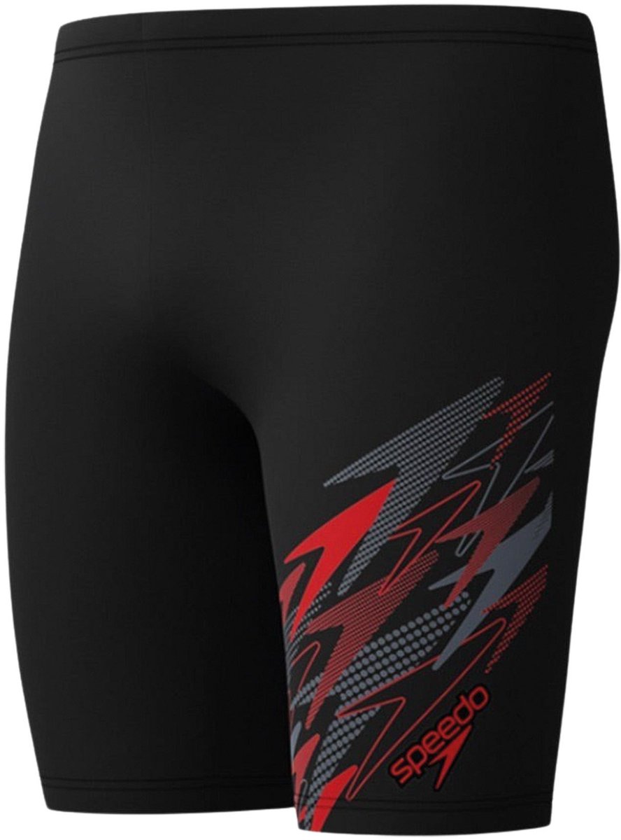 Speedo medley logo jammer heren - strakke zwembroek heren - vormvaste zwembroek mannen - sportzwembroek heren met trekkoord - zwart rood - m