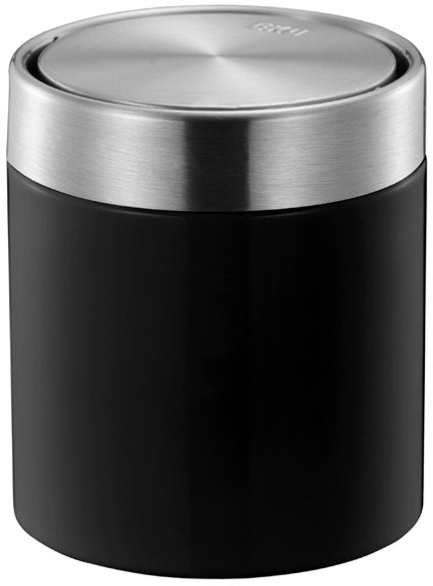 Eko - fandy tafelafvalbak 1,5 liter - steel stainless steel - mat rvs, zwart - prullenbak