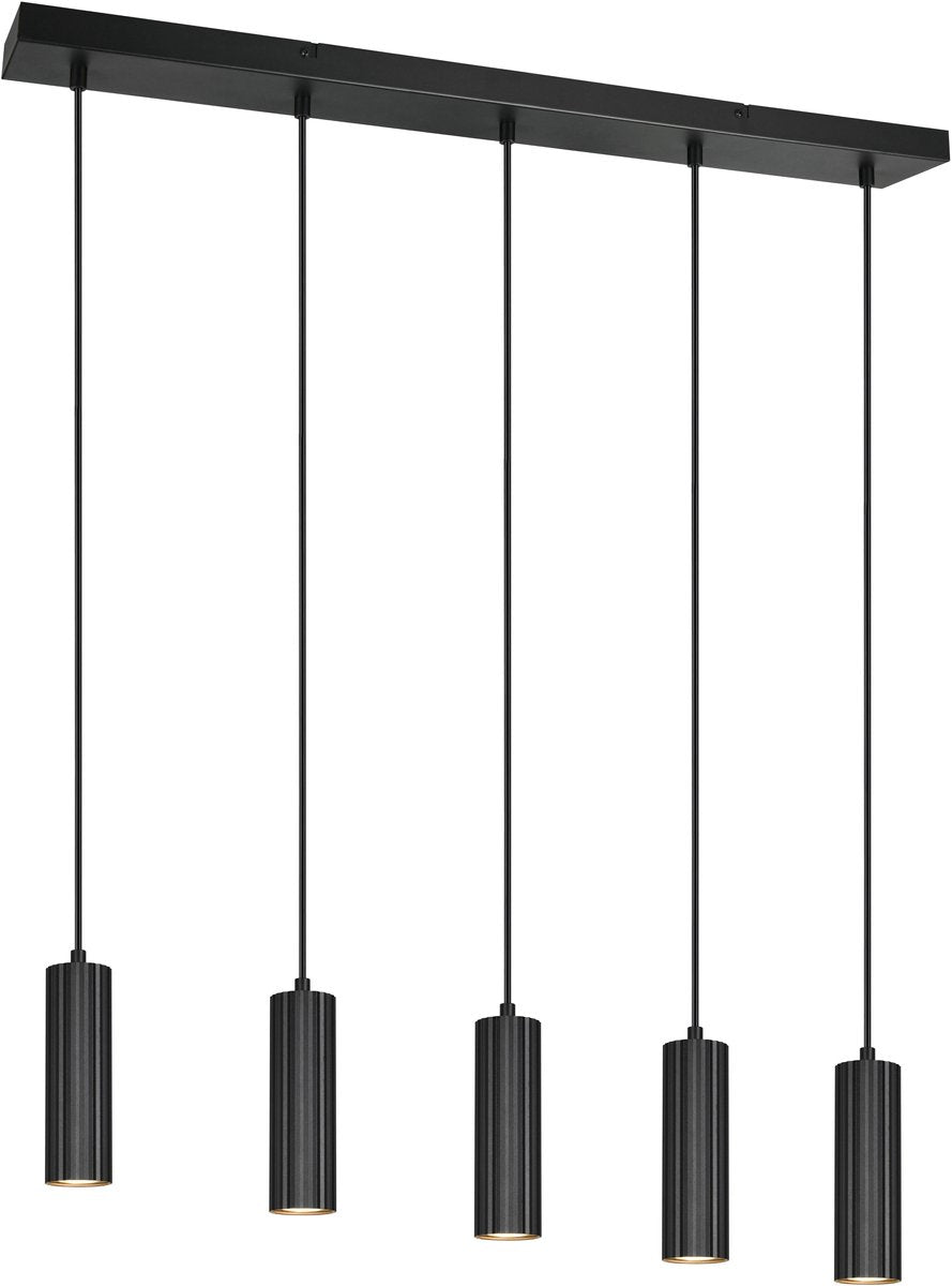 Trio soka - hanglamp - zwart mat - excl. 5x gu10 5 w - plafondbevestiging - in hoogte verstelbaar