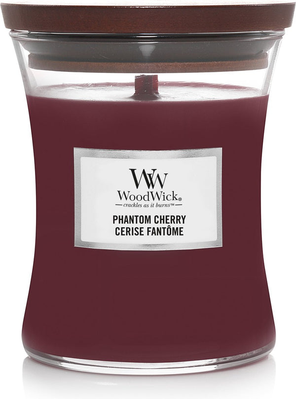 Woodwick hourglass medium geurkaars - phantom cherry - 60 branduren