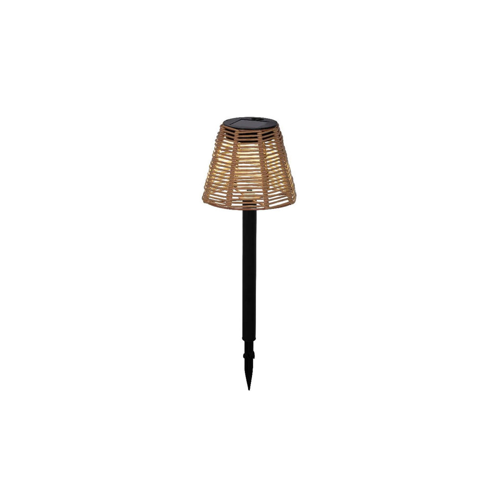 Lumineo solar steeklamp wicker ø12xh30cm