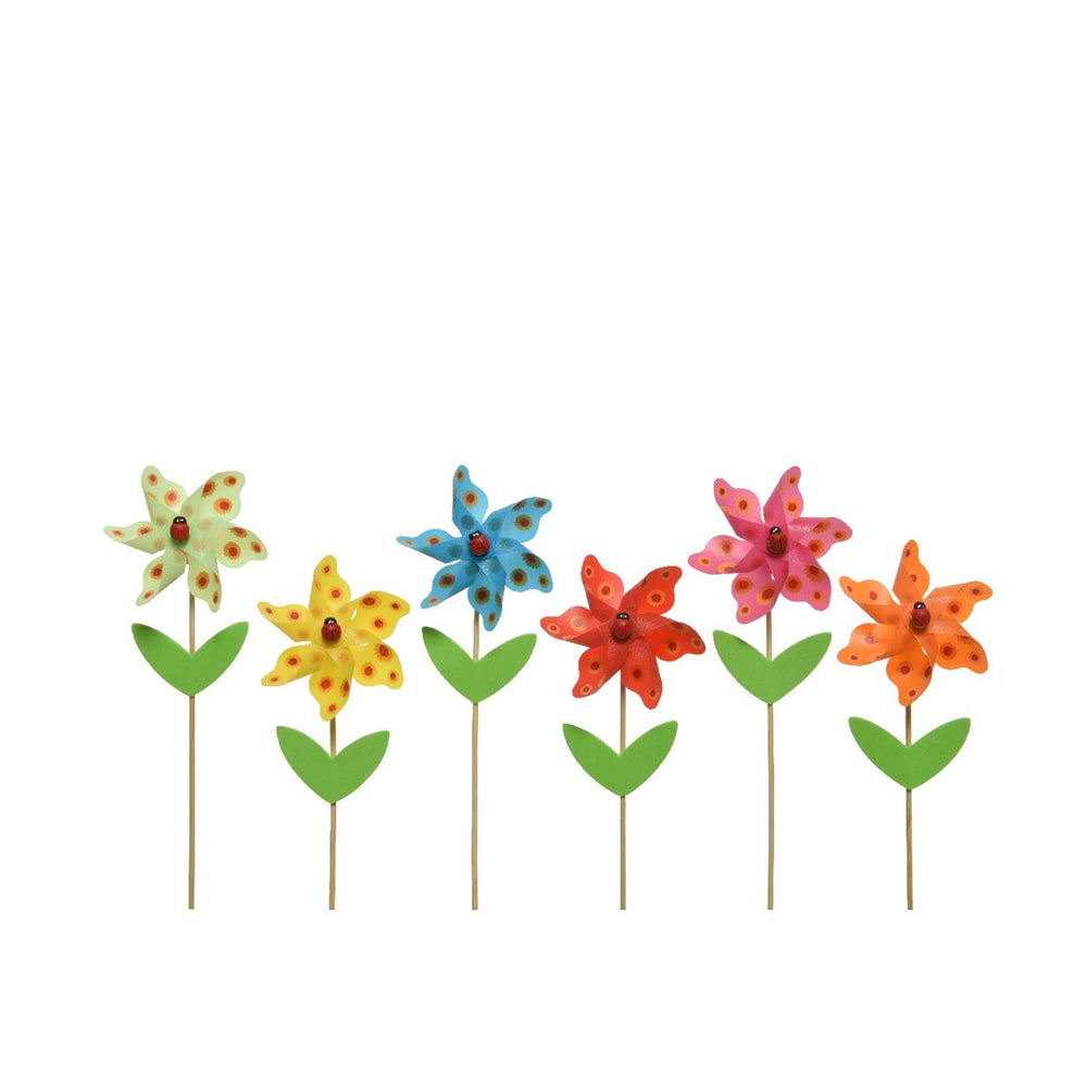 Decoris windmolen bloem plastic ø9xh28cm 6 assorti