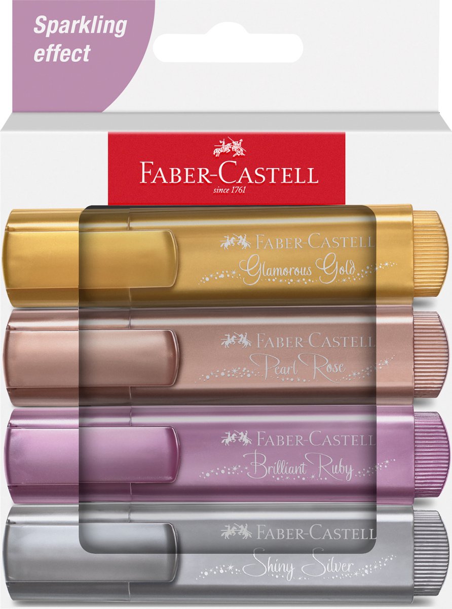 Faber-castell tekstmarker 46 - 4 stuks - metallic - fc-254674
