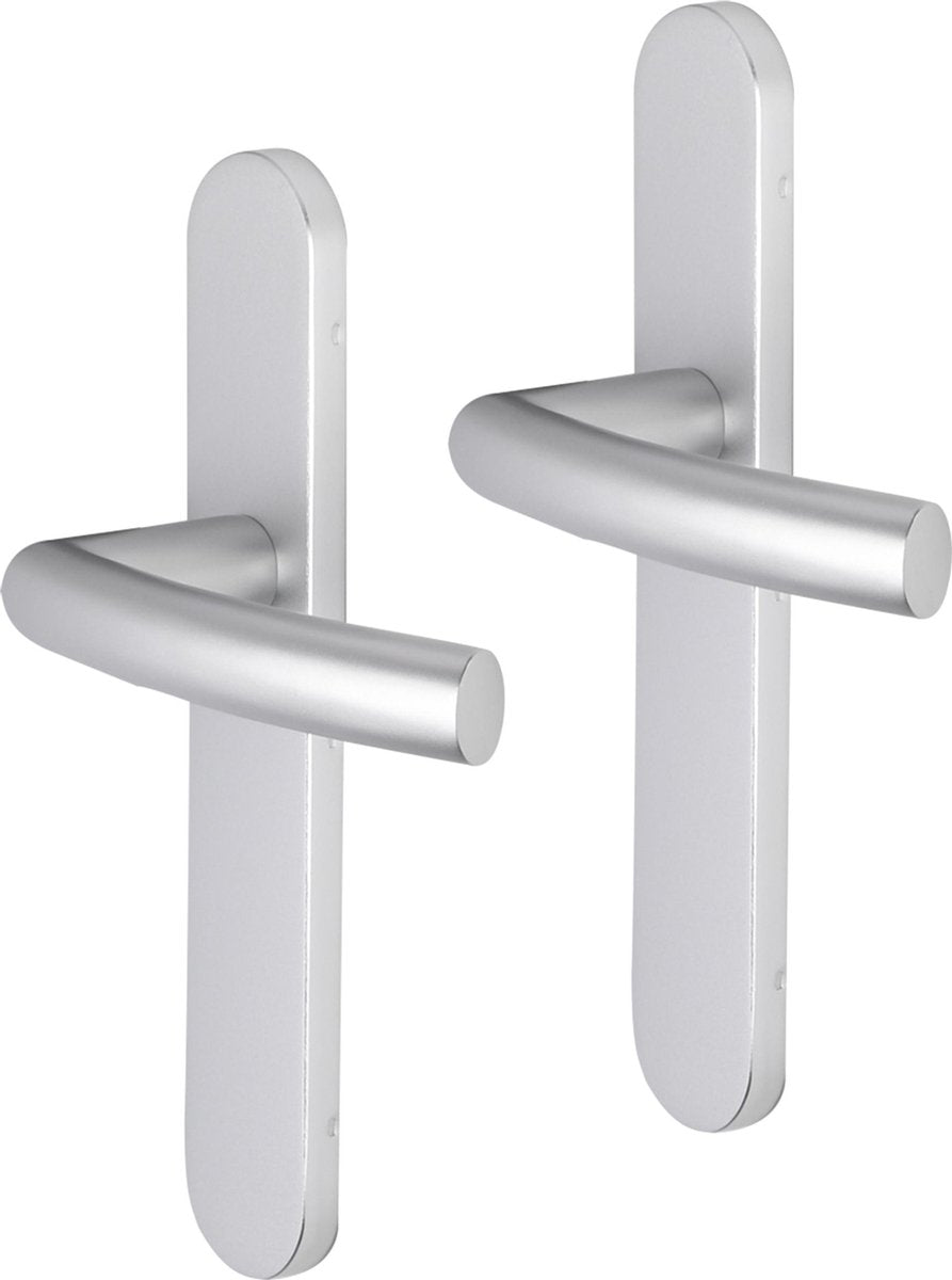 Impresso deurkruk - burton - voor binnen - ovaal deurschild - aluminium - 2 stuks