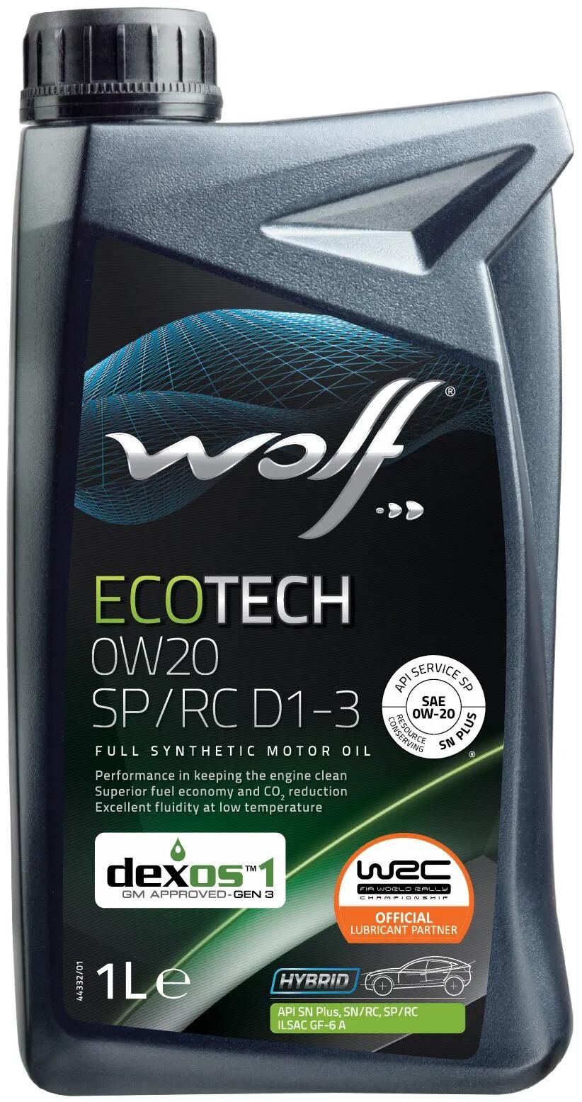 Wolf motorolie ecotech sp rc d1-3 motoroil 0w20 1l ecotech sp rc d1-3