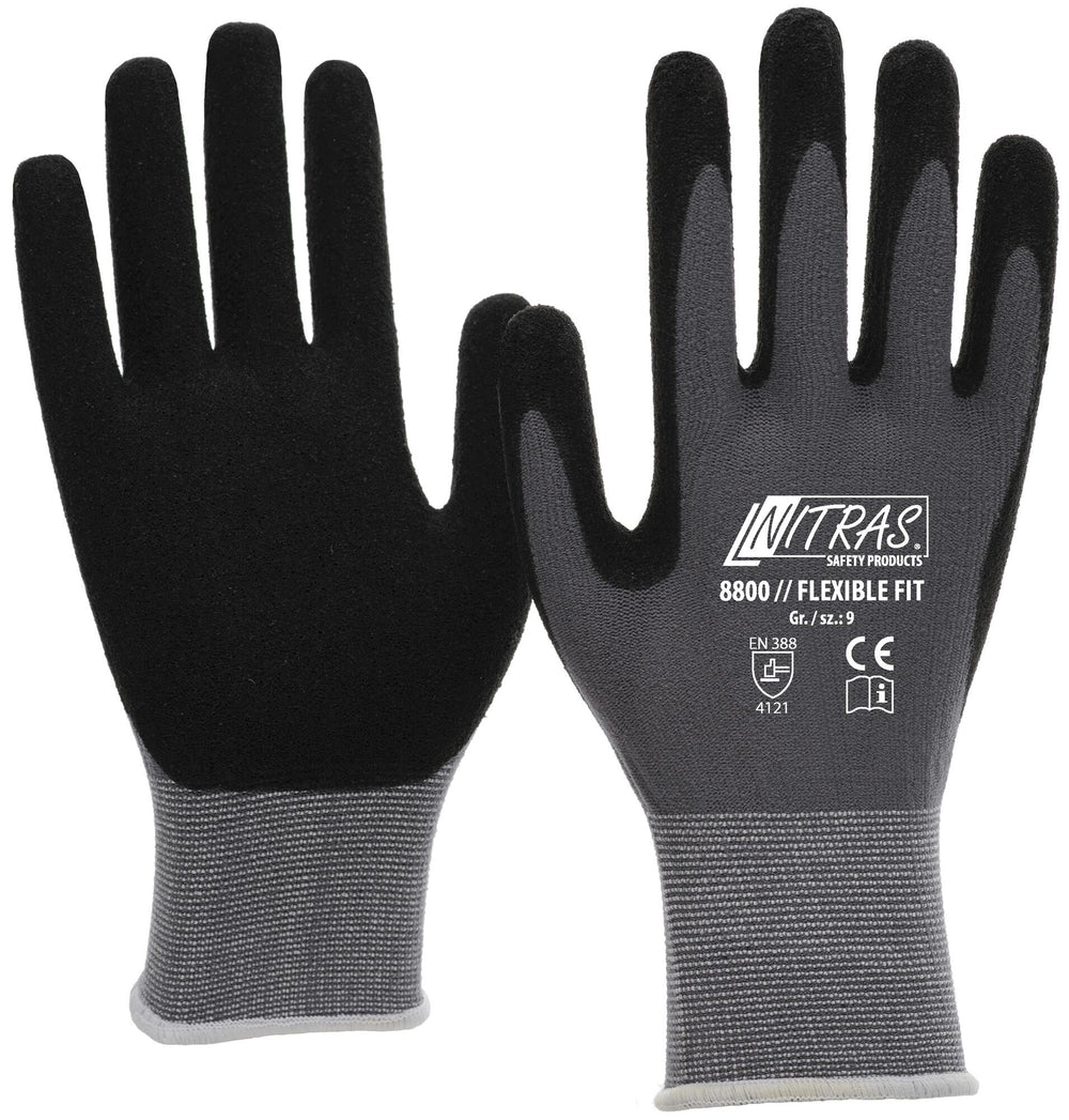 Nitras safety nitras fijn gebreide handschoen flexible fit glove size 10 knit gray sw flexible fit