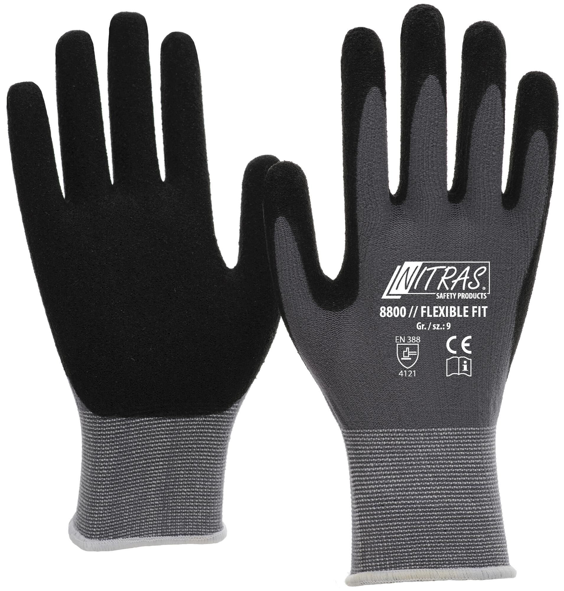 Nitras safety flexibele werkhandschoen flexible fit glove size 8 knit gray sw flexible fit