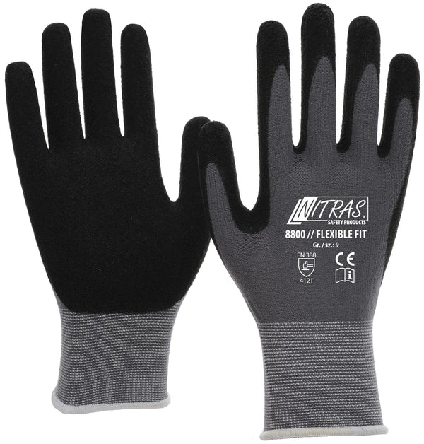 Nitras safety flexibele werkhandschoen flexible fit glove size 8 knit gray sw flexible fit