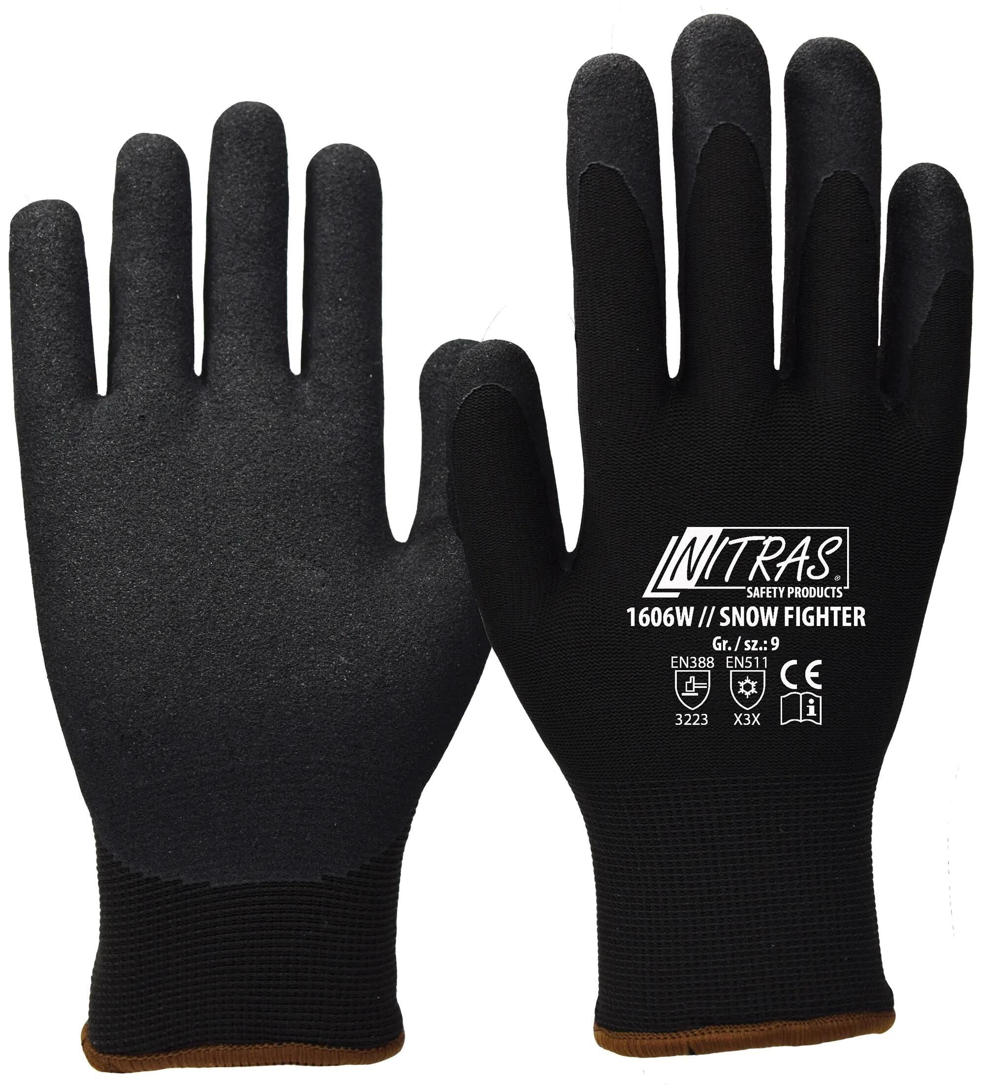 Nitras safety winterhandschuh snow fighter winter glove size 10 black snow fighter