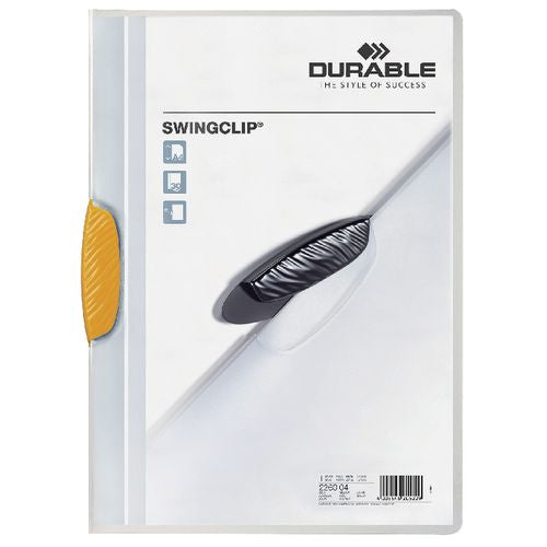 Klemmappen swingclip durable pp a4 22,5x31cm geel klem capaciteit 3 mm