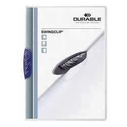 Klemmappen swingclip durable pp a4 22,5x31cm blauw klem capaciteit 3 mm