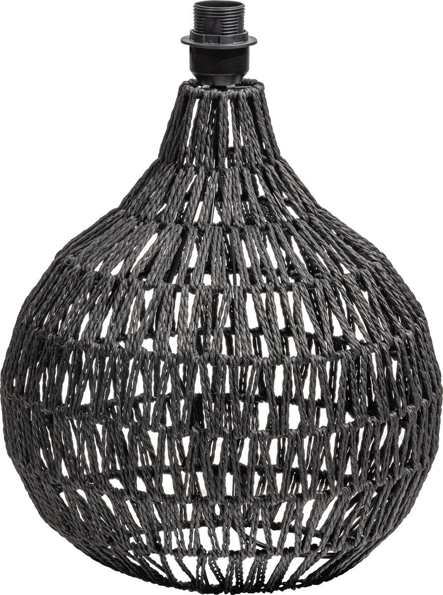 Woood macy tafellampvoet - rattan look - zwart - 44x31x31
