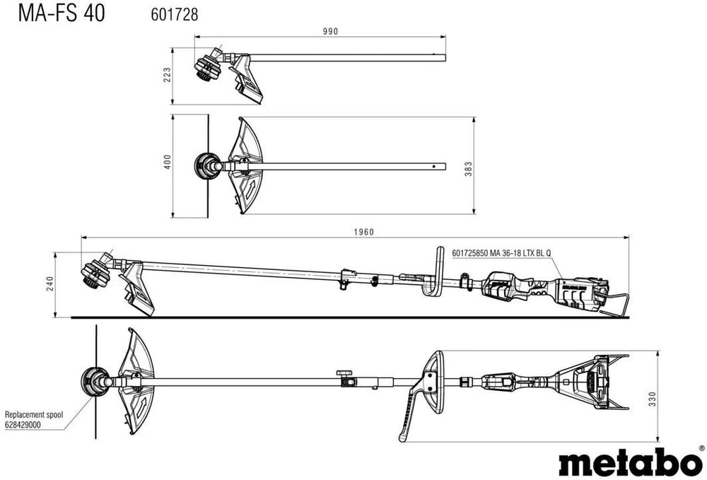 Metabo apparaatbevestiging ma brush cutter attachment ma-fs 40