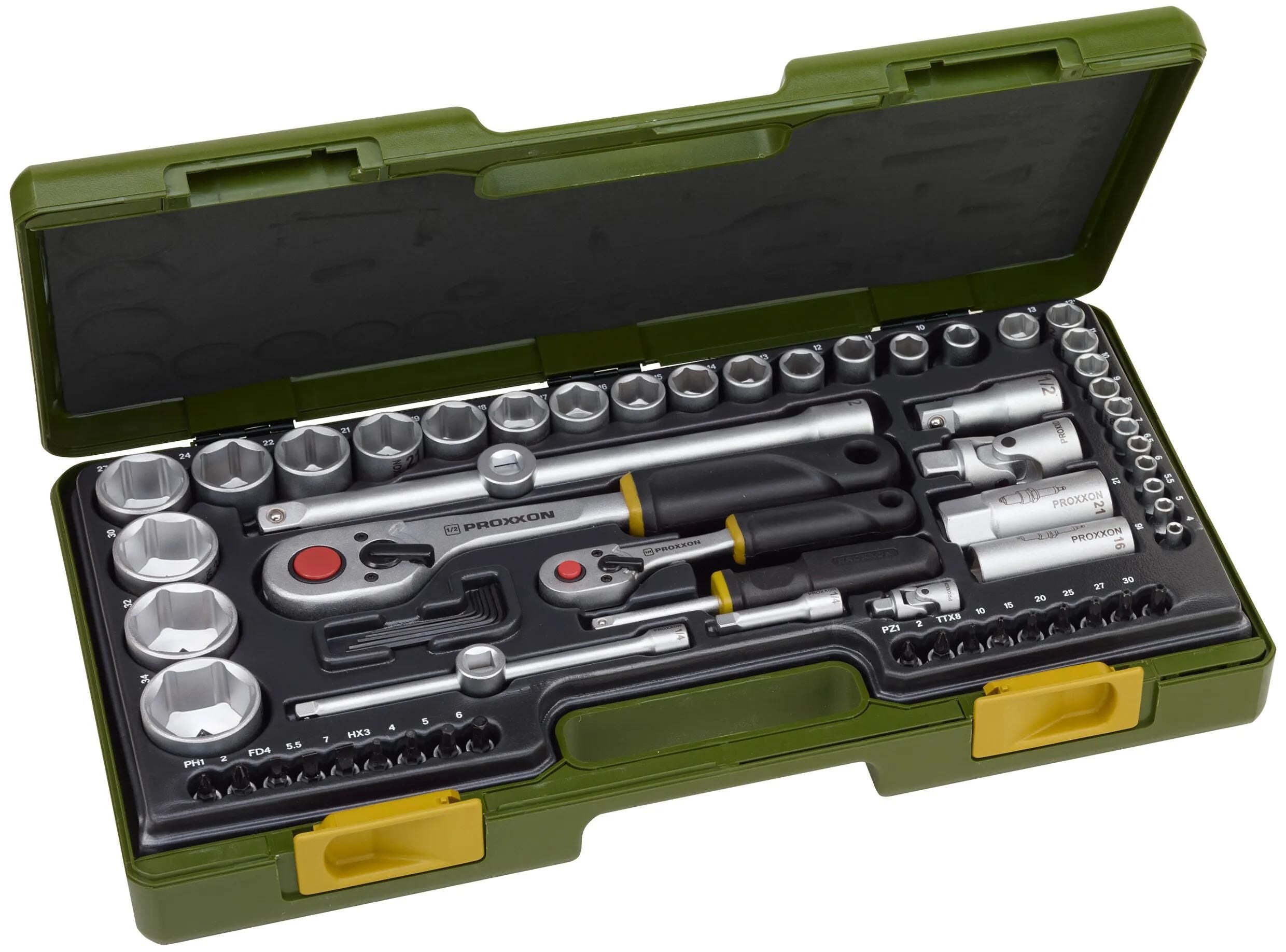 Proxxon steckschlüsselsatz socket wrench sets 65-te. 1 2 and 1 4