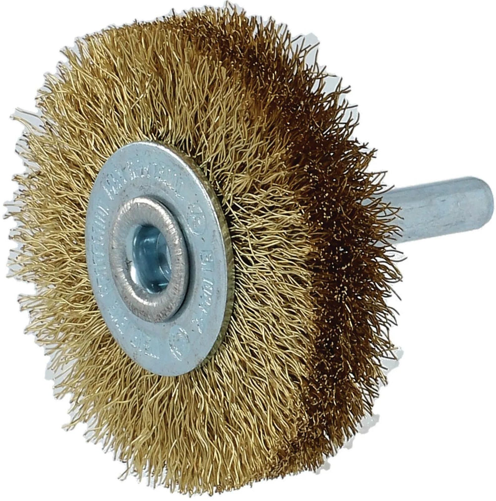 Norton stahldrahtrundbürste round brush with 6mm shaf 50x15 brass