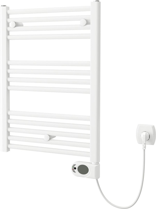 Plieger elba elektrische handdoekradiator – handdoek verwarmer – met klokthermostaat – 70.2 cm x 50 cm – 300 watt – wit