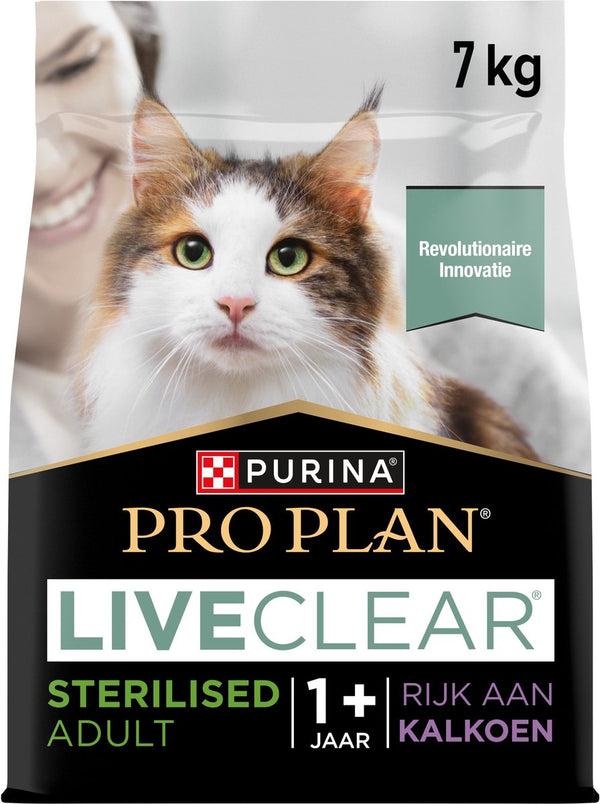 Pro plan liveclear sterilised adult - kattenvoer droogvoer - kalkoen - 7kg