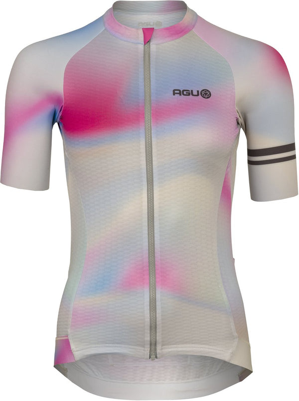 Agu gradient swirl - fietsshirt dames - zomer wielershirt - aerodynamisch - ademend - multicolour - xl - ykk-ritssluiting - waterdicht zakje xl