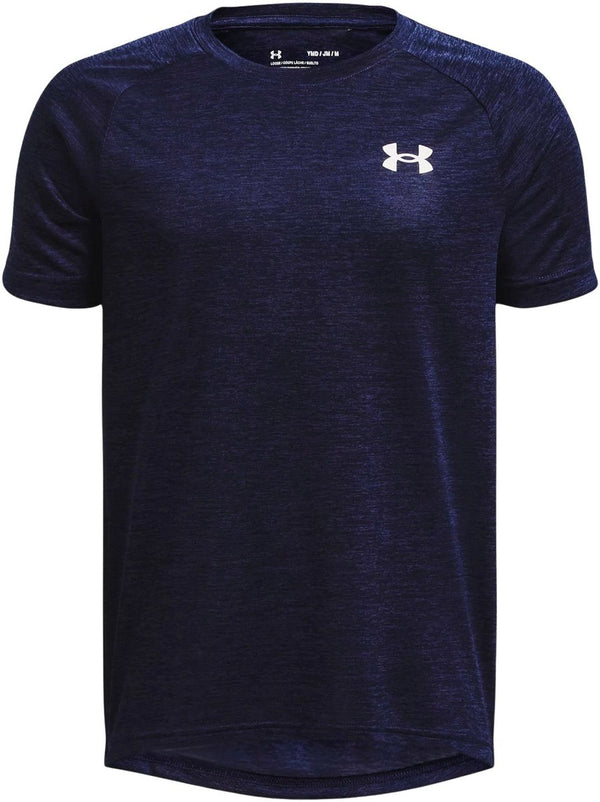 Under armour ua tech 2.0 ss-blu jongens sportshirt - midnight navy - wit 122