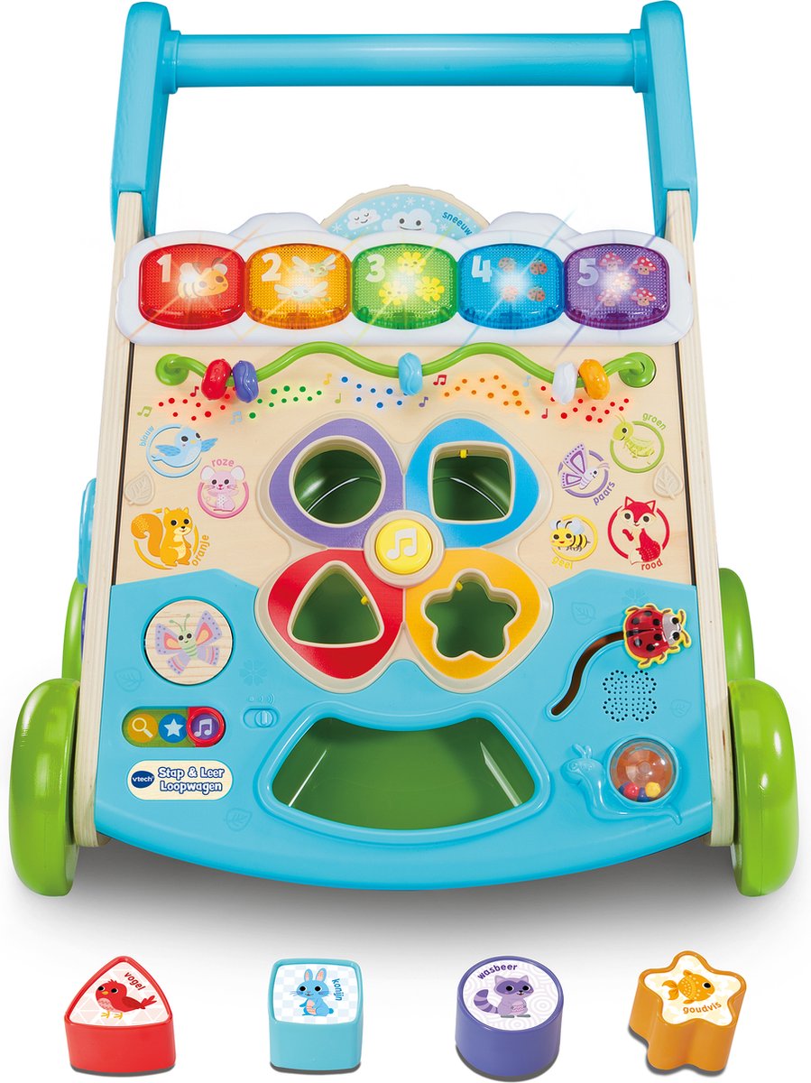 Vtech stap leer loopwagen - educatief speelgoed - maak kennis met vormen, cijfers, kleuren dieren - speelgoed vanaf 9 maanden