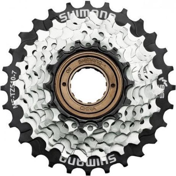Shimano tourney mf-tz510-7 schroefkrans 7-speed 14-34t megarange – zwart zilver
