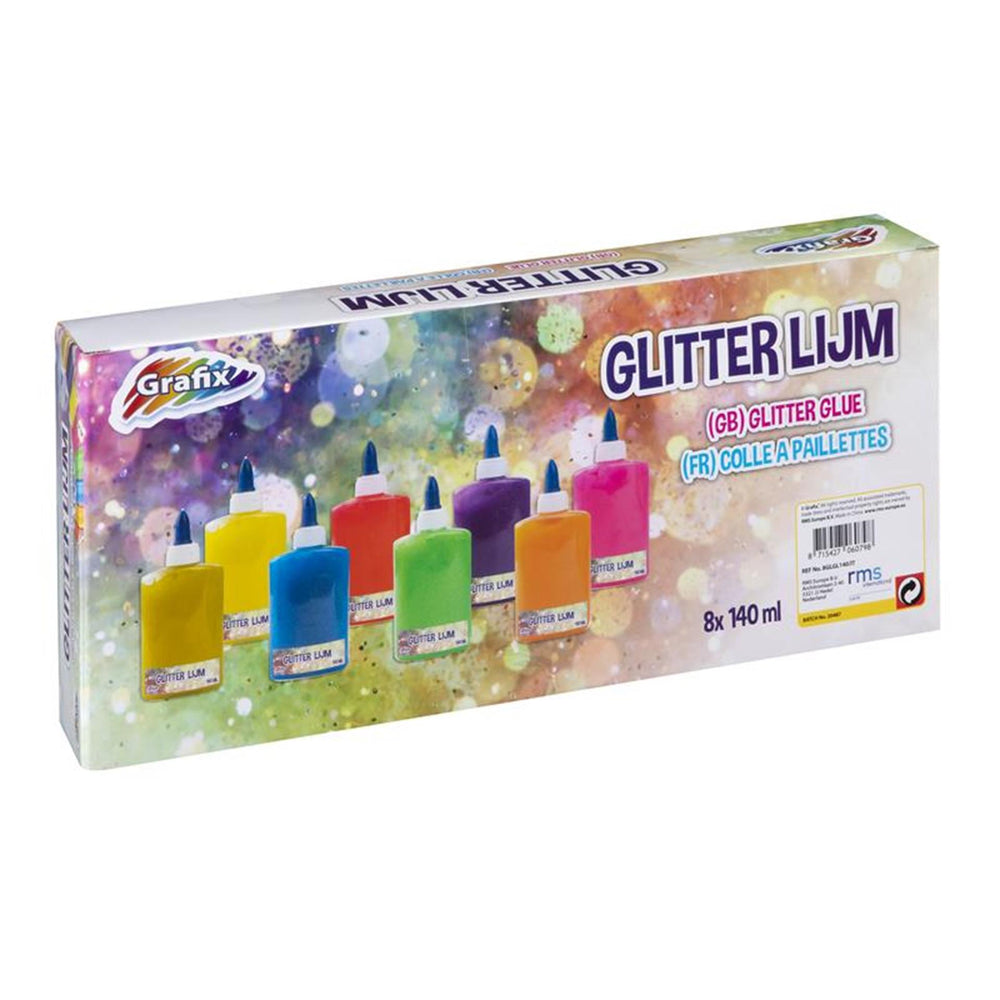 Grafix glitterlijmset 8 tubes a 140ml
