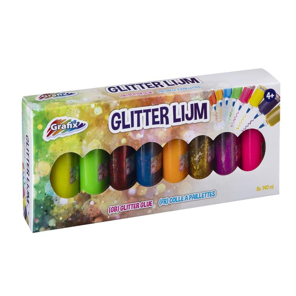 Grafix glitterlijmset 8 tubes a 140ml