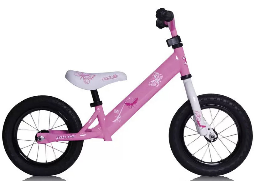 Loopfiets 12,5 Rebel Kidz Steel Air - roze vlinder