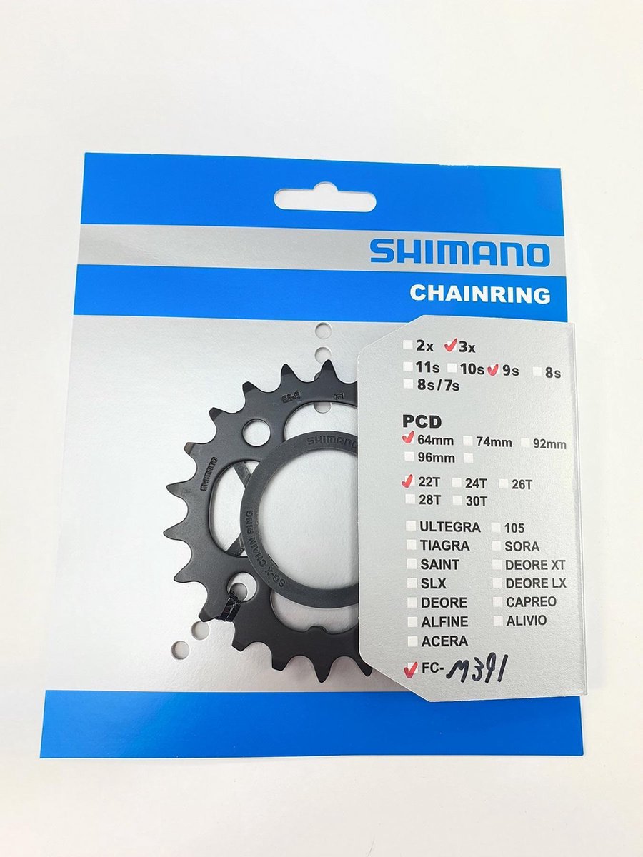 Shimano kettingblad 22t FC-M391 zwart