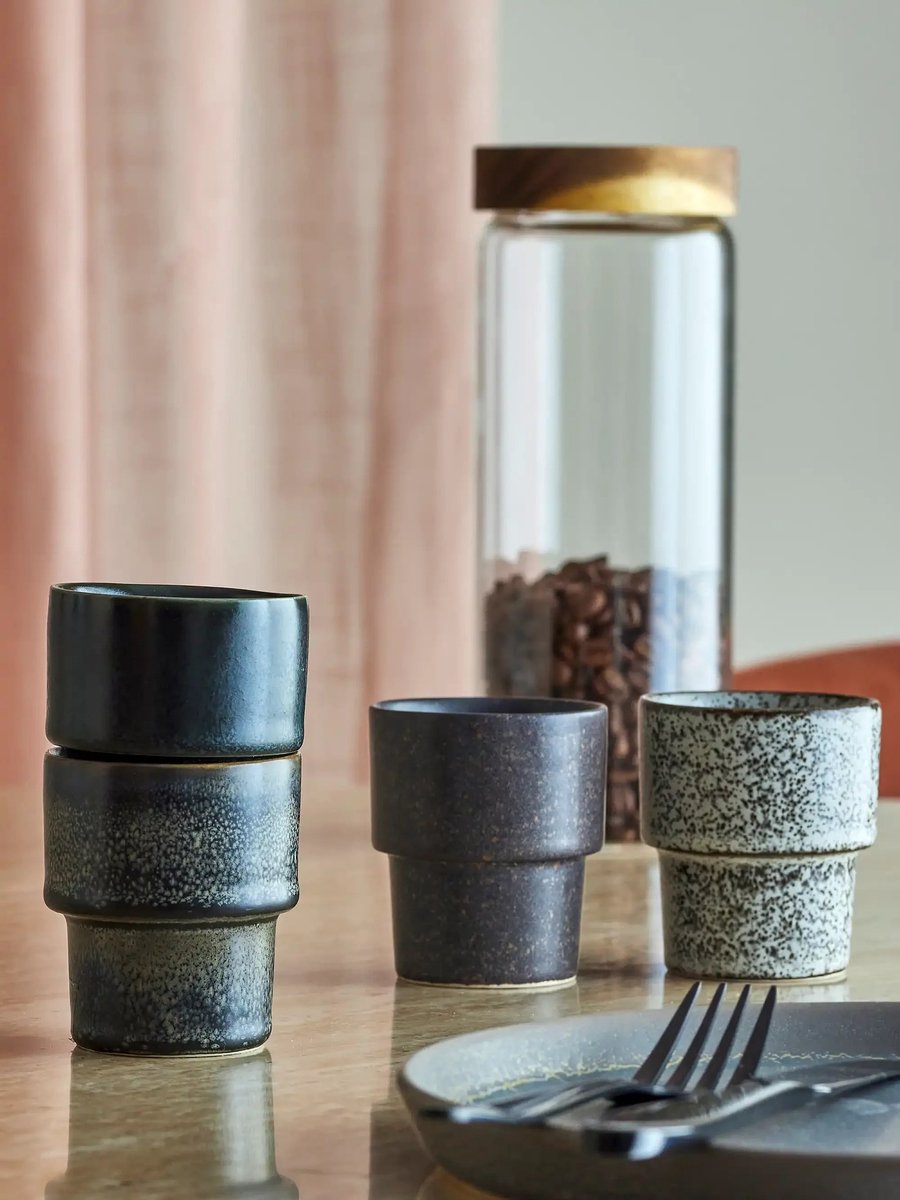 Bloomingville espresso kop aardewerk bruin ewan - set van 4