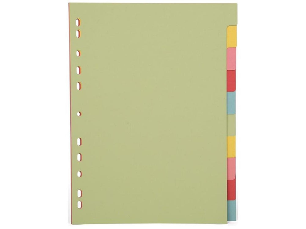 Pergamy tabblad a4 pastel karton 11-rings 10-tabs