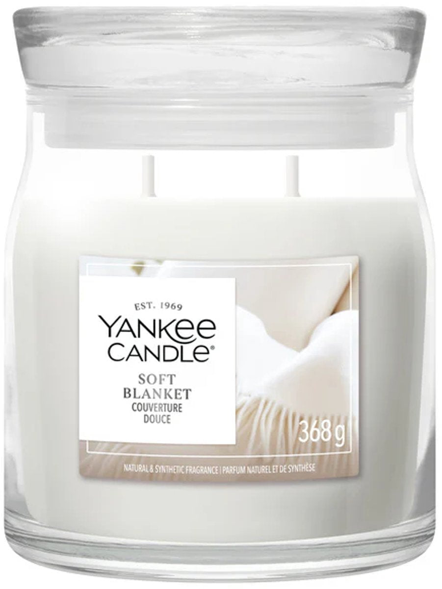 Yankee candle - soft blanket medium geurkaars - 50 branduren - 2 lonten