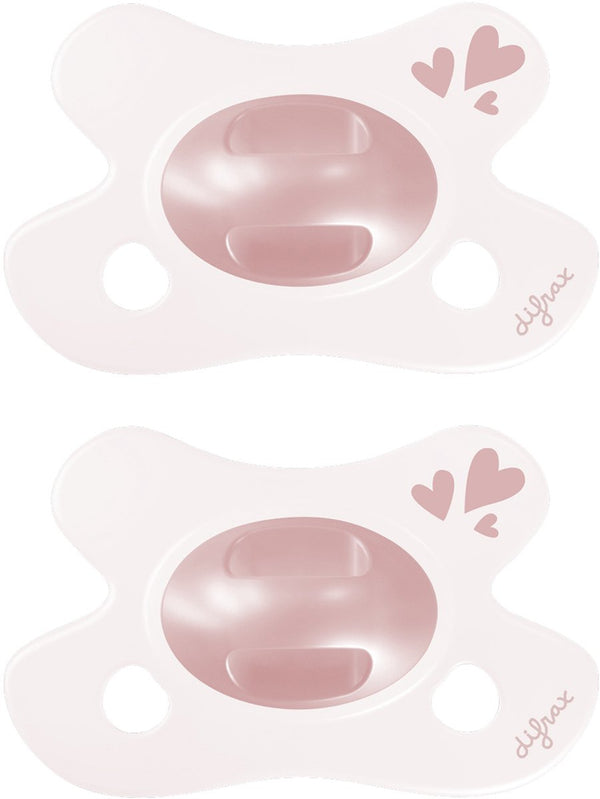 Difrax fopspeen natural - newborn - hartje - lichtroze - 2 stuks