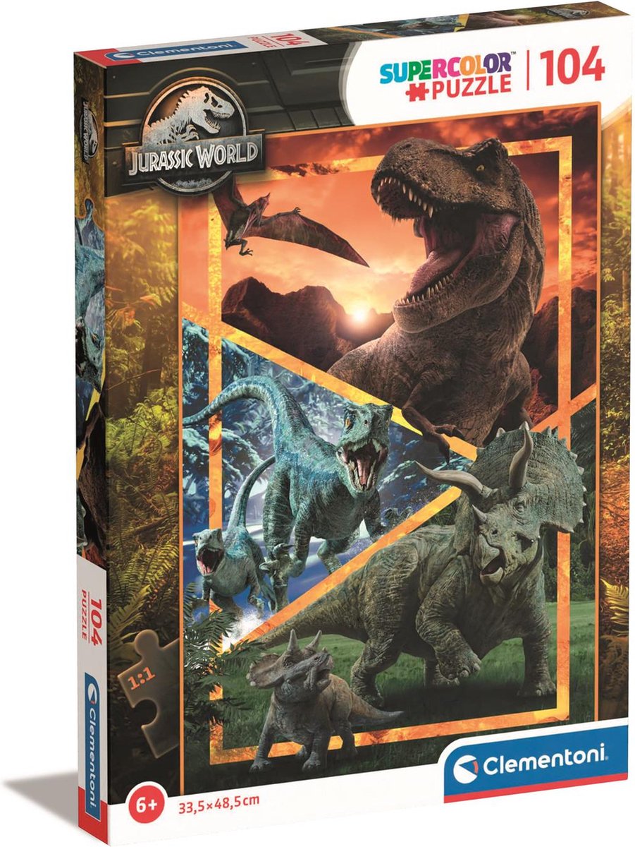 Clementoni legpuzzel super color jurassic world, 104st.