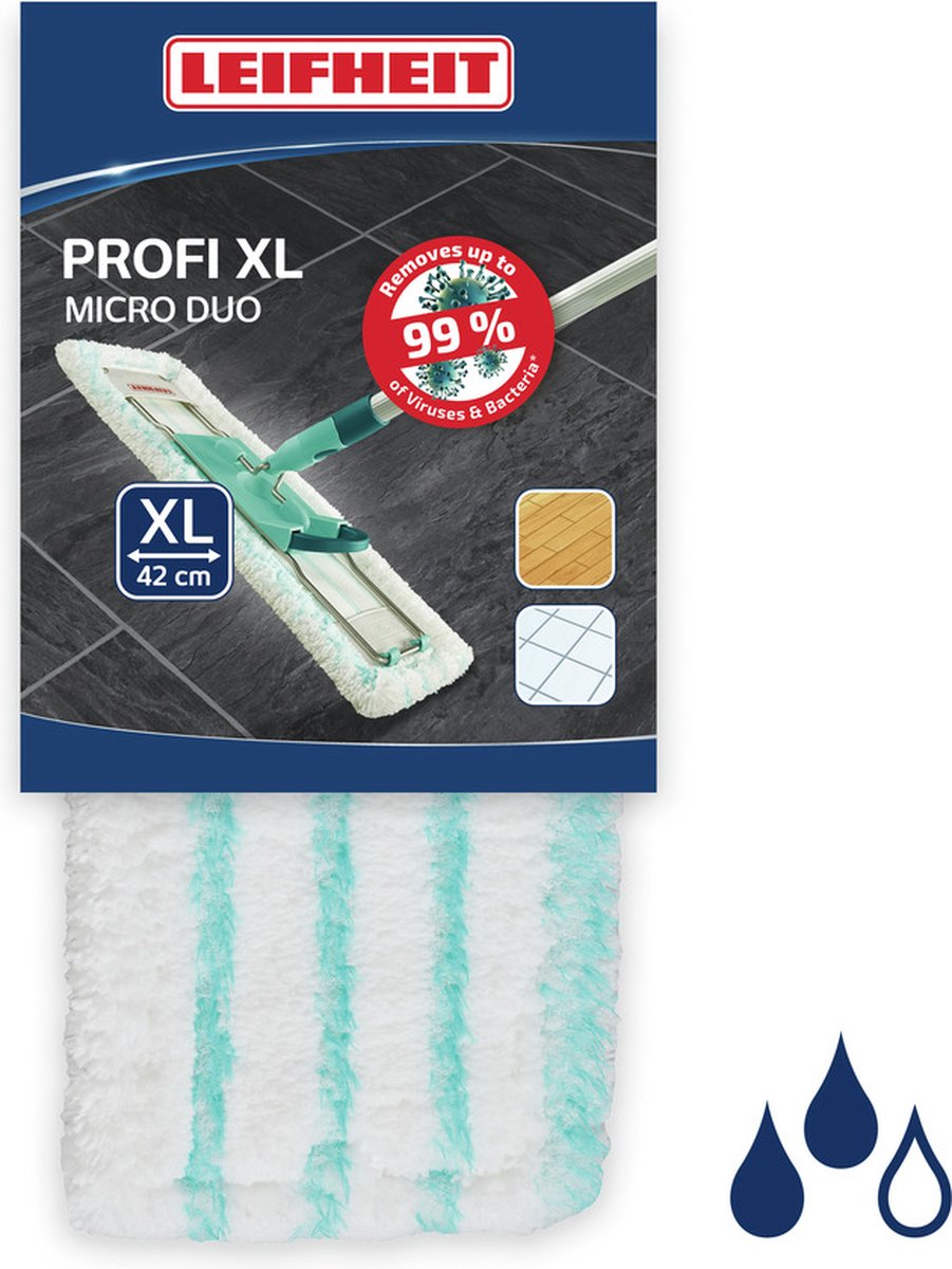 Leifheit profi overtrek dweildoek vloerwisser xl - 42 cm wisbreedte - micro duo