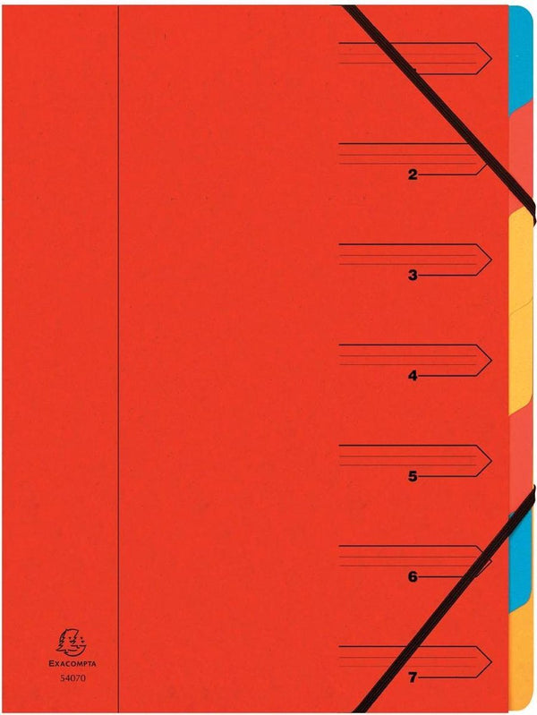 Exacompta sorteermap met vaste rug en elastosluiting - 7 indelingen - rood - 54075e