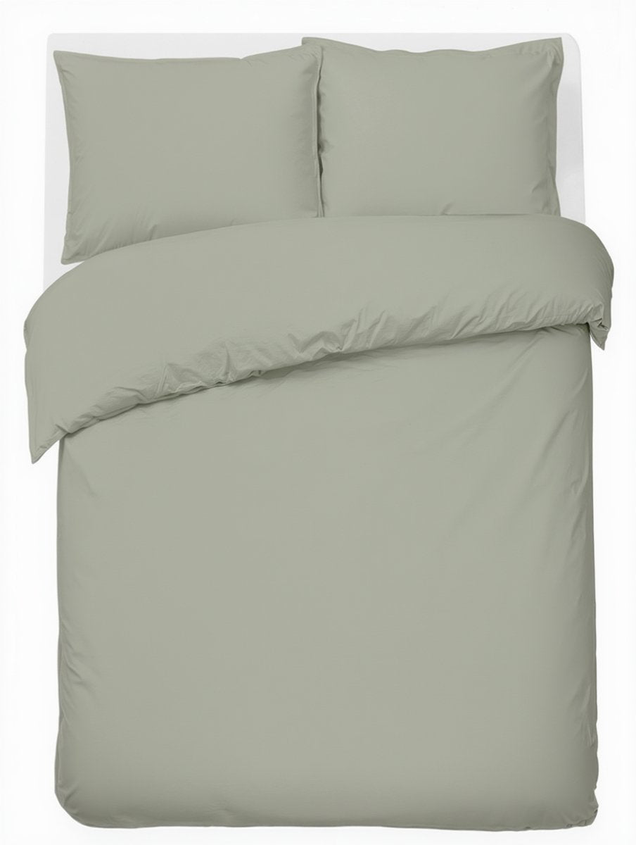Hush. living hush living - dekbedovertrek percale 100% katoen - 200tc - extra fris en koel - sterk en slijtvast - 200x220+20cm - 2 x 60x70cm kussenslopen - met bevestigingslusjes - lichtgroen