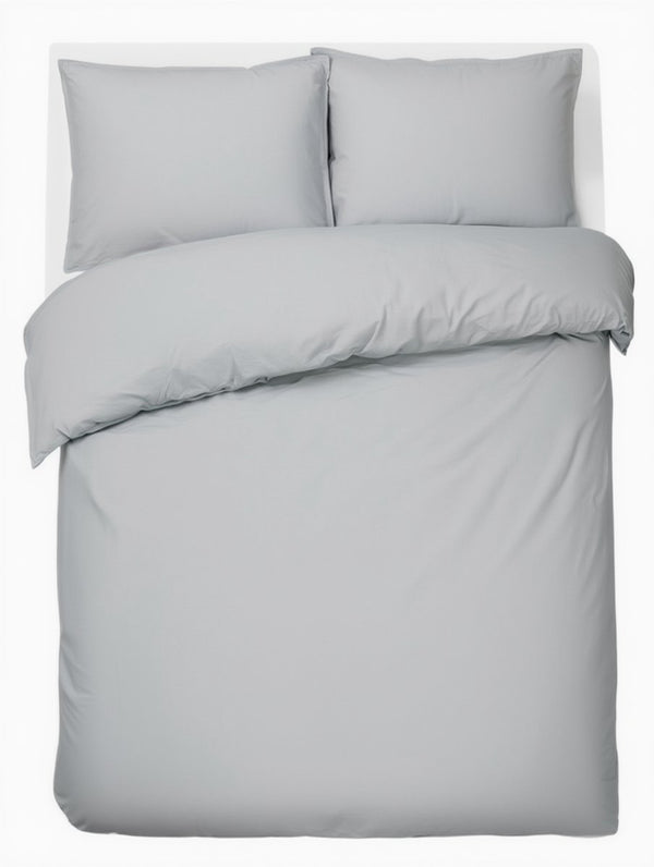 Hush. living hush living - dekbedovertrek - 100% katoen - 144tc - soepel en ademend - 240x220+20cm - 60x70cm kussensloop - met bevestigingslusjes - lichtgrijs