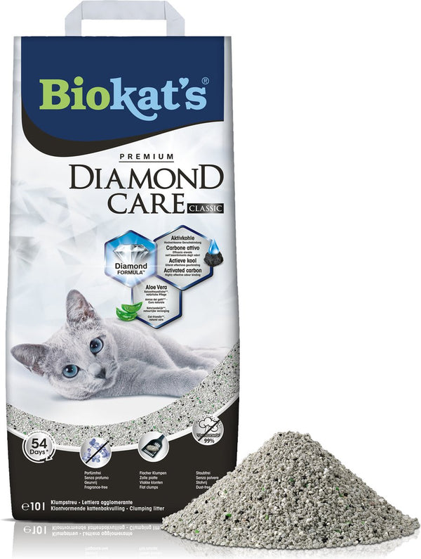 Biokat's diamond care classic - 10 l - kattenbakvulling - klontvormend - zonder geur - aktieve kool