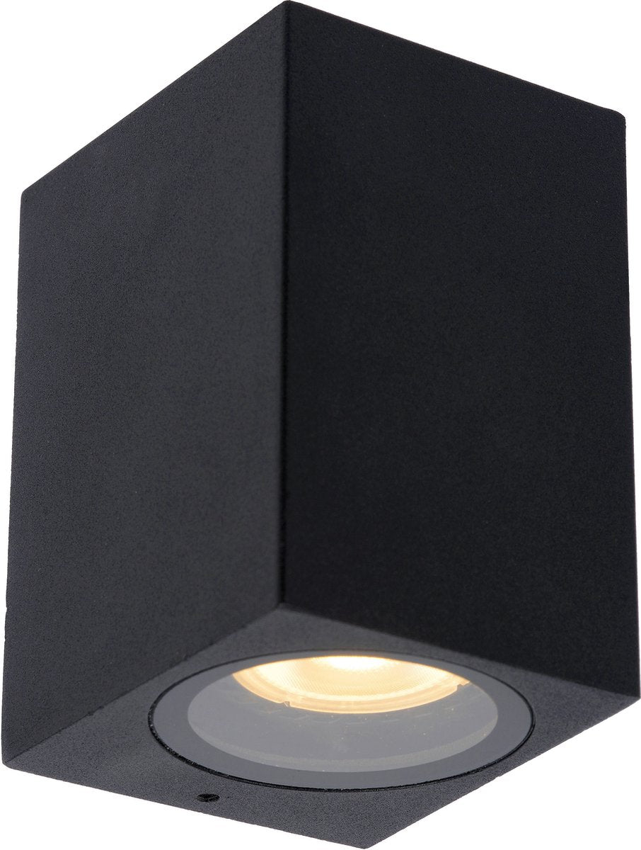 Lucide zaro - wandspot wandlamp binnen buiten - 1xgu10 - ip44 - zwart