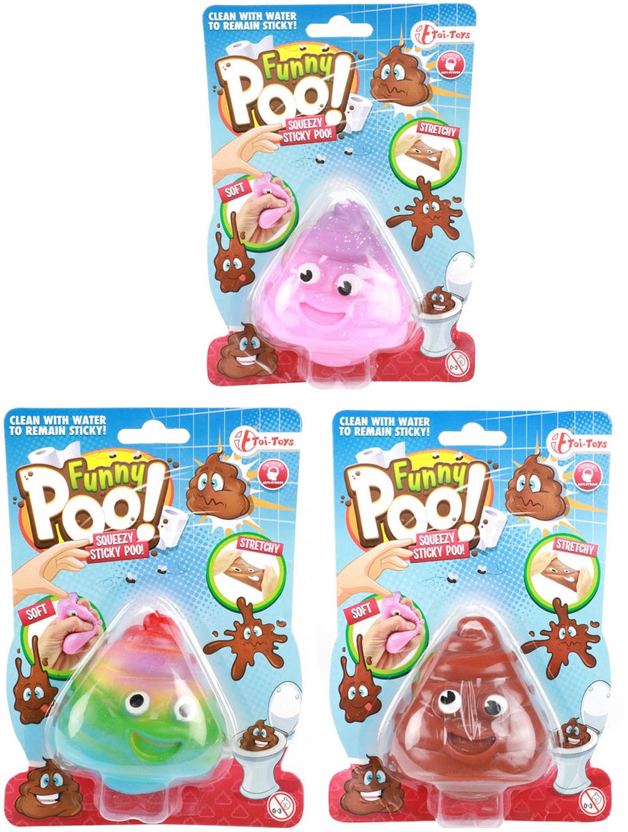 Toi-toys funny poo kleverige rekbare lachende drol
