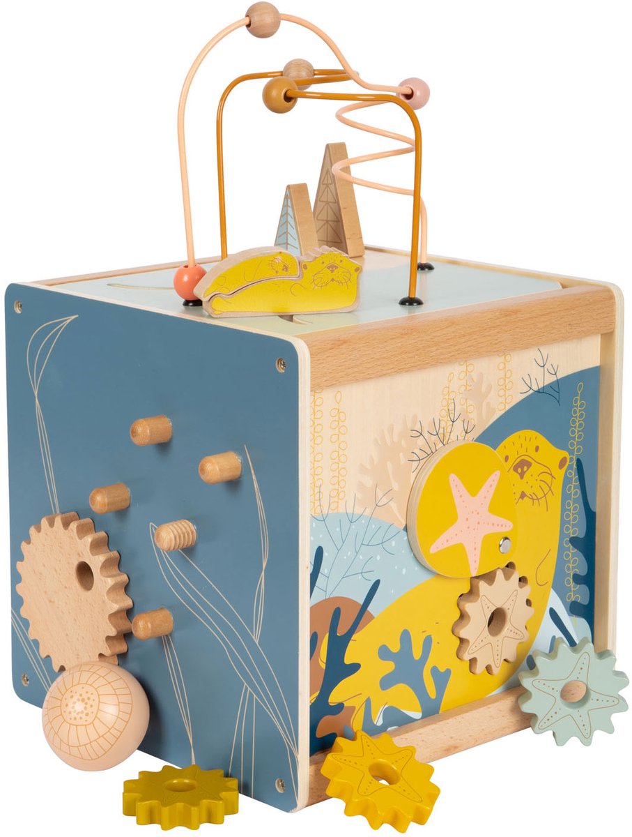 Small foot - Wooden activity cube with motor skills spiral 'Seaside'