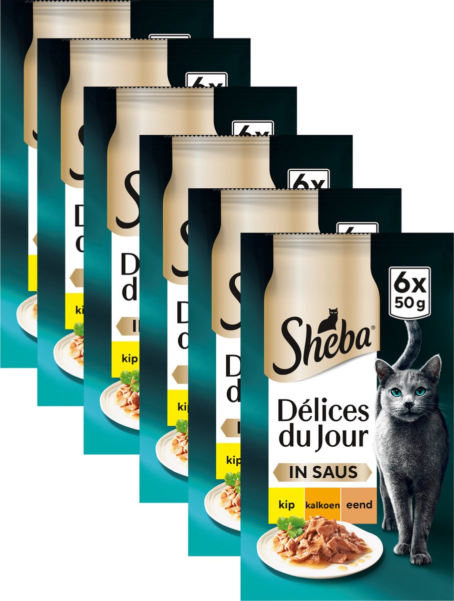 Sheba kattenvoer - delices du jour - gevogelte in saus - natvoer - 36x50g