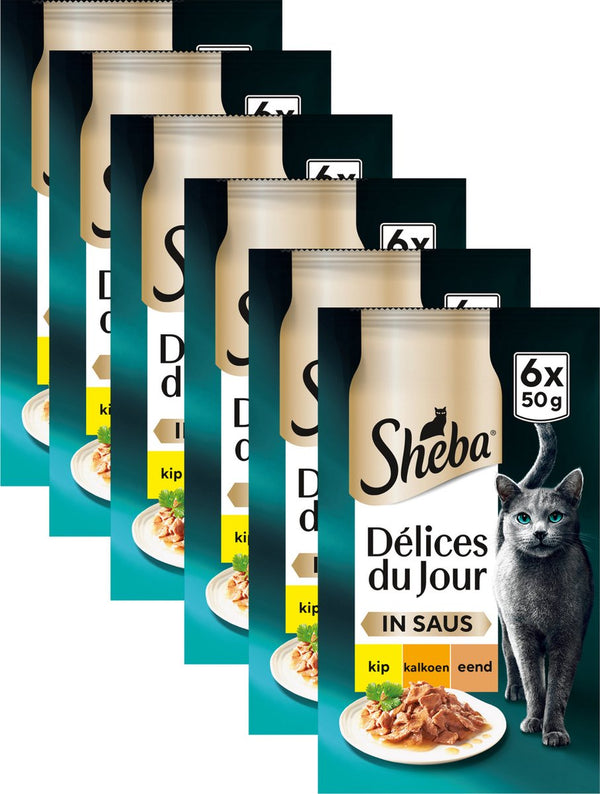Sheba kattenvoer - delices du jour - gevogelte in saus - natvoer - 36x50g