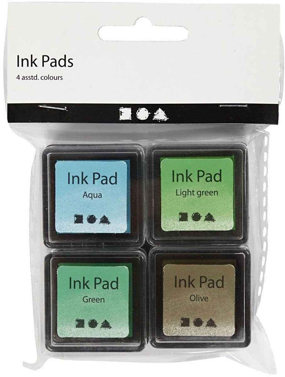 Creatief bedrijf stempelinkt groen olijf tinten aqua, 4st.